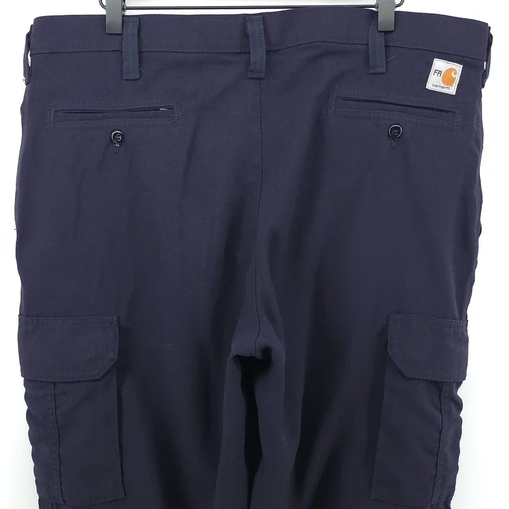 Carhartt Mens Pants FR Flame Resistant Cargo 36x32 Navy Blue Workwear Utility